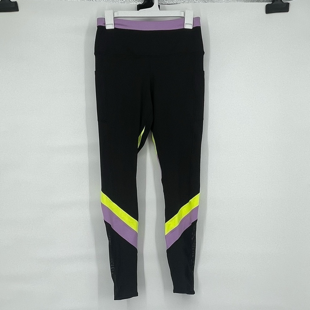 Love and sports lavender black yellow workout leggings